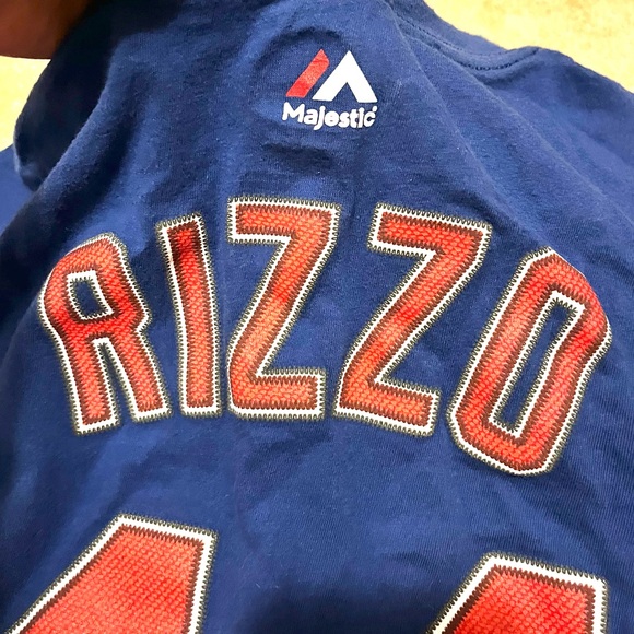 Kids 10/12 RIZZO #44 Chicago Cubs T. Shirt Anthony Rizzo Blue Tee Red Lettering - Picture 6 of 10